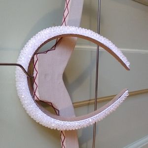 Women's beautiful white beaded wedding bride headband